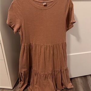 Old Navy Tiered Midi Dress in Rust Brown